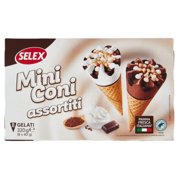 Selex 8 Miniconi di Gelato Assortiti 320 g