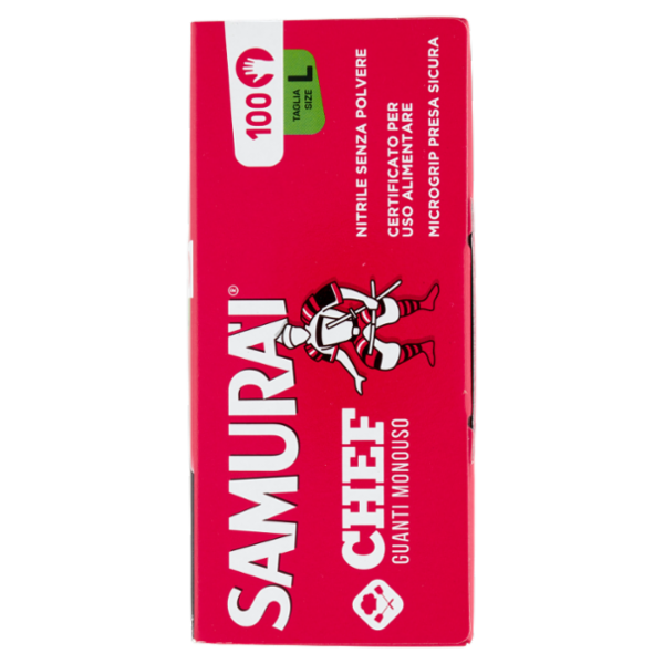 Samurài Chef Guanti Monouso Taglia L Nitrile Senza Polvere 100 pz
