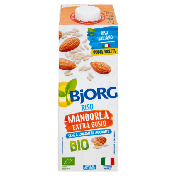 Bjorg Riso e Mandorla Bevanda Vegetale Biologica, Senza Zuccheri Aggiunti, Prodotto in Italia, 1L