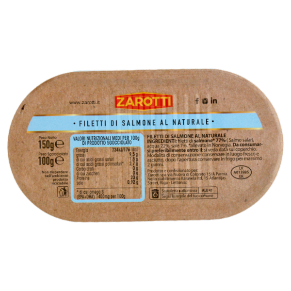 Zarotti Filetti di Salmone al Naturale 150 g