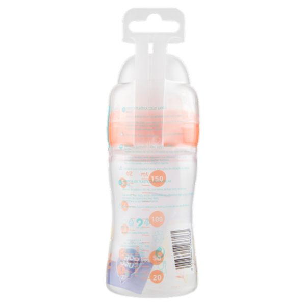 neo Baby Biberon Plastica Collo Largo 150 ml 0m+ Dino Arancio