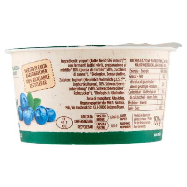 mila Bio Yogurt Intero Mirtillo 150 g