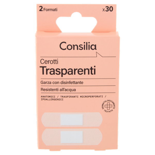 Consilia Cerotti Trasparenti con Garza Disinfettante 2 Formati 30 pezzi