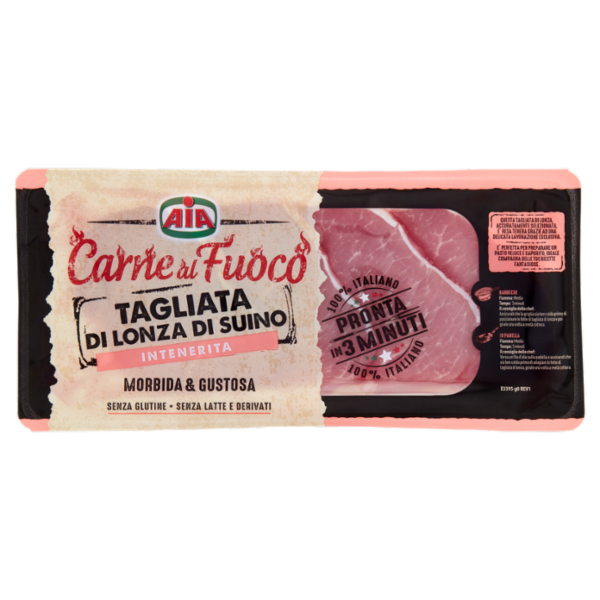 Aia Carne al Fuoco Tagliata di Lonza di Suino Intenerita 0,350 kg