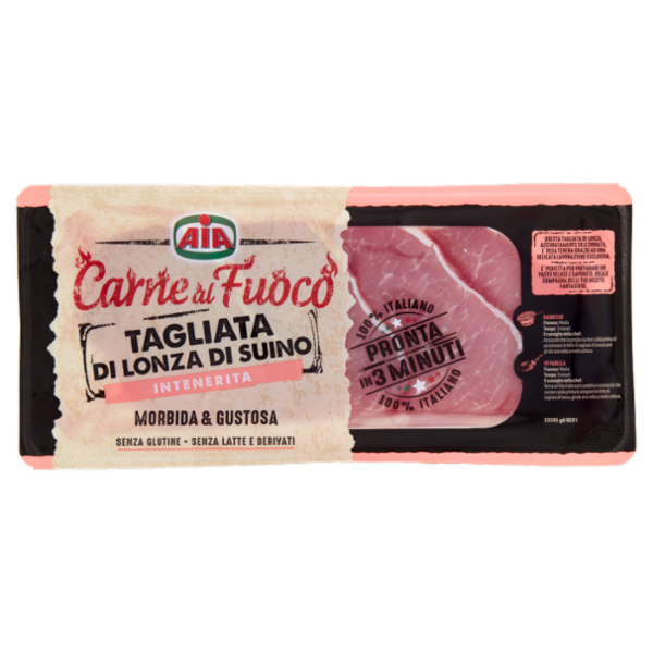 Aia Carne al Fuoco Tagliata di Lonza di Suino Intenerita 0,350 kg