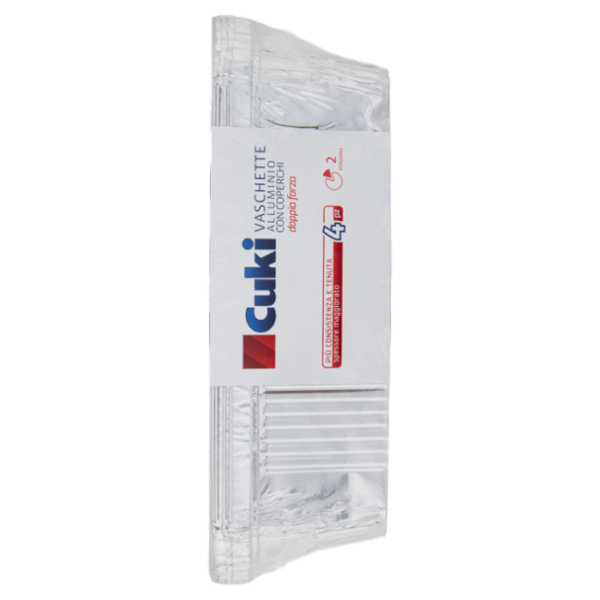 Cuki Conserva e Cuoce Vaschette Alluminio con Coperchio doppia forza 2 Porzioni 4 pz