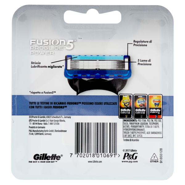 Gillette Lamette di Ricambio per Rasoio da Uomo Fusion5 ProGlide Power, 4 Ricariche