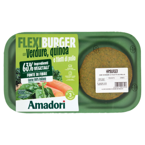 Amadori Flexi Burger con Verdure, quinoa e filetti di pollo 0,190 kg