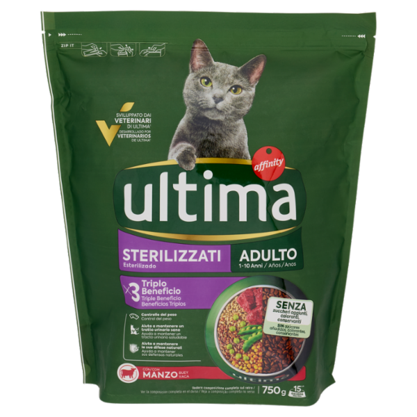 ultima Cat Sterilizzati Adulto 1-10 Anni con Manzo 750 g