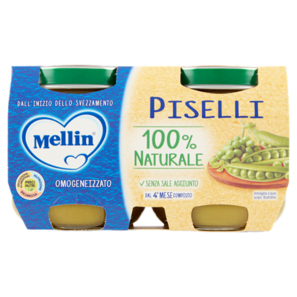 Mellin Piselli 100% Naturale Omogeneizzato 2 x 125 g