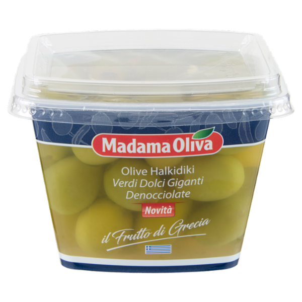 Madama Oliva il Frutto di Grecia Olive Halkidiki Verdi Dolci Giganti Denocciolate 480 g