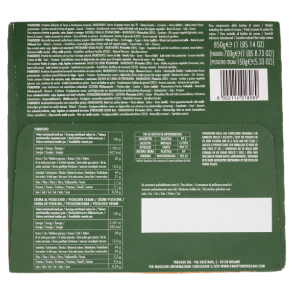 Vergani Pandoro Experience 850 g