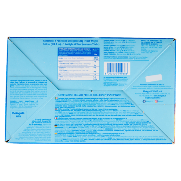 Melegatti 1894 Dolci Bollicine Panettone 680 g + Vino Spumante 75 cl