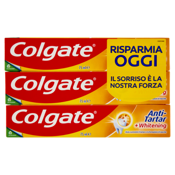 Colgate dentifricio sbiancante Antitartaro + Whitening 3x75 ml