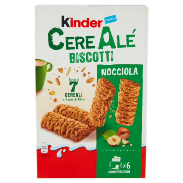 Kinder CereAlé Biscotti Nocciola 6 astucci da 2 biscotti 204 g