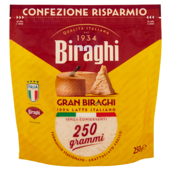 Biraghi Gran Biraghi Formaggio Stagionato Grattugiato Fresco 250 g