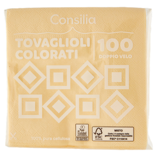 Consilia Tovaglioli 2 Veli 25x25 cm Crema 100 pezzi
