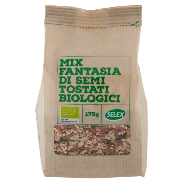 Selex Mix Fantasia di Semi Tostati di Lino, Girasole, Zucca e Sesamo Biologici 175 g
