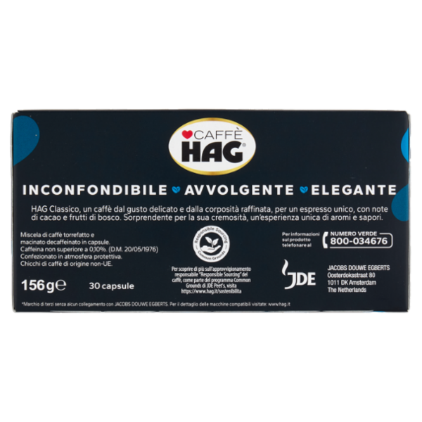 Caffè HAG Classico 6- 30 Capsule Caffè Compatibili con Macchine Nespresso*® Original 156g