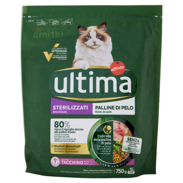 ultima Cat Sterilizzati Palline di Pelo con Tacchino 750 g