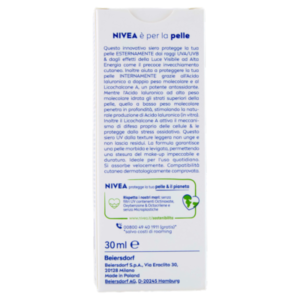 Nivea Sun 2in1 Primer UV Serum Quotidiano SPF 50+ Molto Alta 30 ml