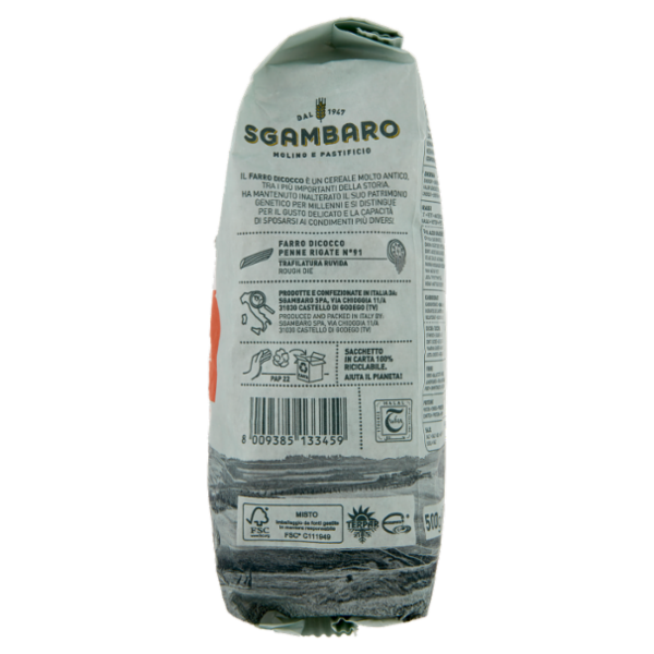 Sgambaro Bio Farro Dicocco Penne Rigate N°91 500 g