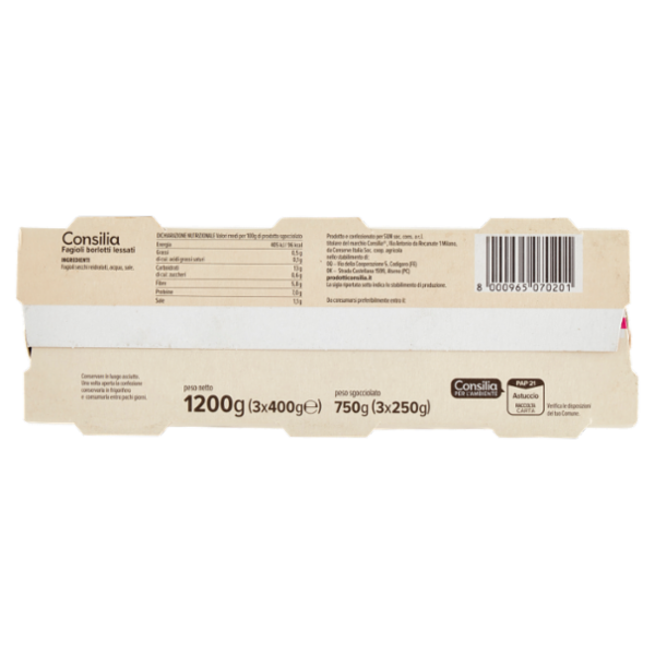 Consilia Fagioli Borlotti Lessati 3 x 400 g