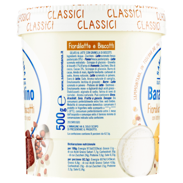 Sammontana Barattolino Classici Fiordilatte e Biscotti 500 g