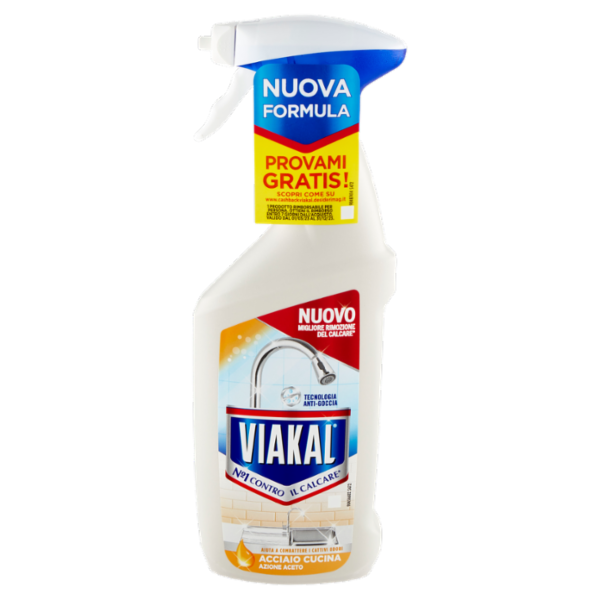 Viakal Detersivo Anticalcare Acciaio Cucina Spray 470 ml