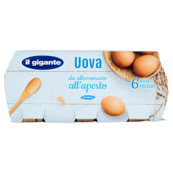 IL GIGANTE Uova da allevamento all'aperto 6 Uova Fresche di Vario Calibro 330 g