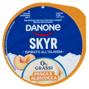 DANONE Skyr, Yogurt Ispirato All'Islanda, 0% Grassi,Cremoso,Ricco In Proteine, Pesca&Albicocca, 150g