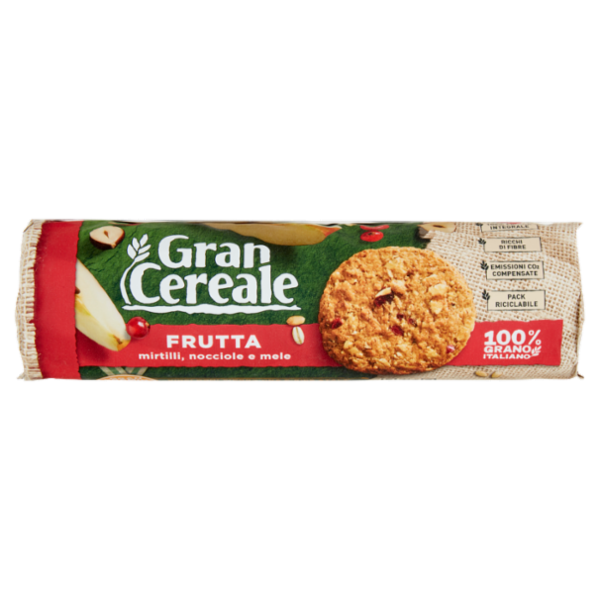 Gran Cereale Frutta Biscotti con Mirtilli Mele e Nocciole Tubo 250g