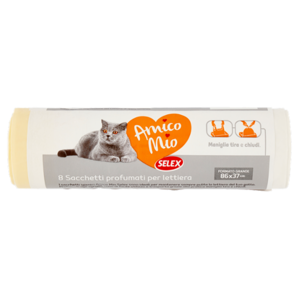 Selex Amico Mio Sacchetti Profumati per Lettiera con Maniglia 86X37 Cm 8 pezzi