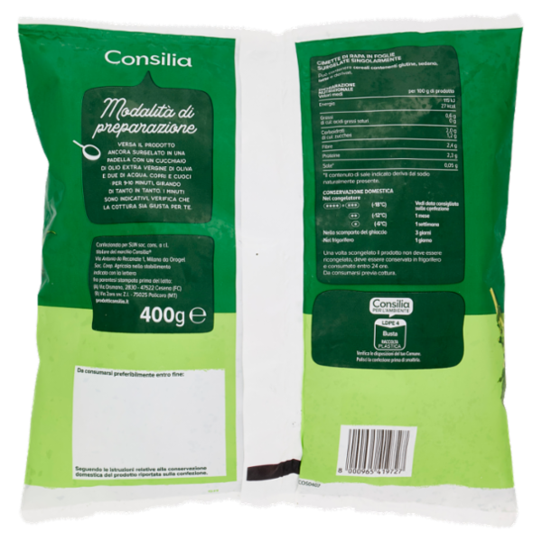 Consilia Cimette di Rapa Surgelate Singolarmente 400 g