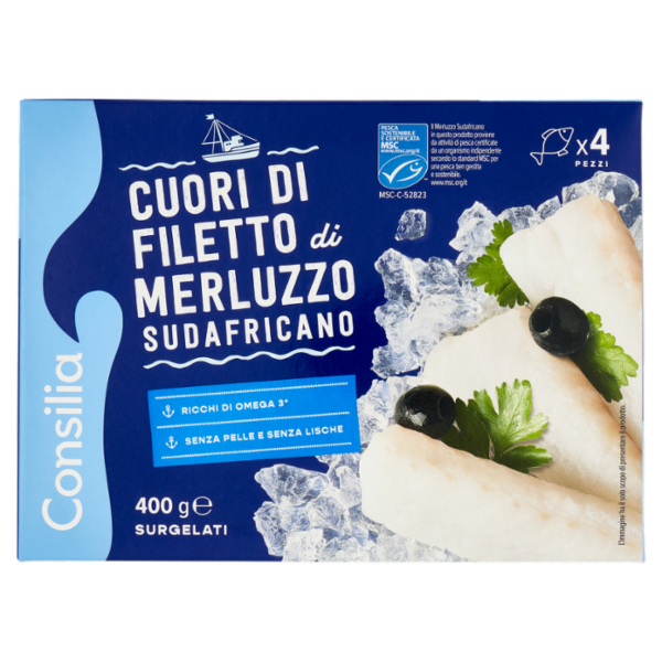 Consilia Cuori di Filetti di Merluzzo Surgelati 400 g