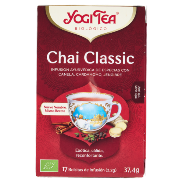 Yogi Tea Chai Classic Bio infuso ayurvedico di spezie con cannella, cardamomo e zenzero - 37,4g