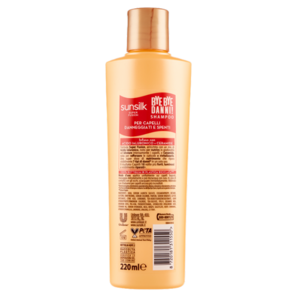 sunsilk Super Fusion Bye Bye Danni! Shampoo per Capelli Danneggiati e Spenti 220 ml