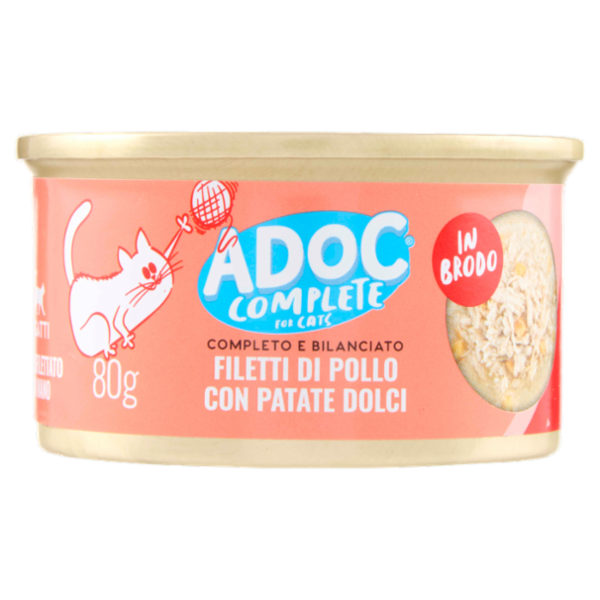 ADoC Complete For Cats Filetti di Pollo con Patate Dolci in Brodo 80 g