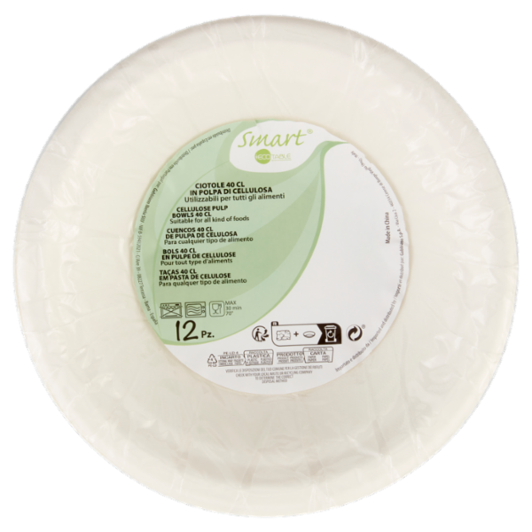 Smart Ecotable Ciotole in Polpa di Cellulosa 40 cl 12 pz