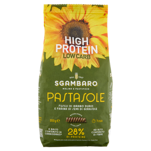 Sgambaro Pastasole Fusilli di Grano Duro e Farina di Semi di Girasole N°47 500 g