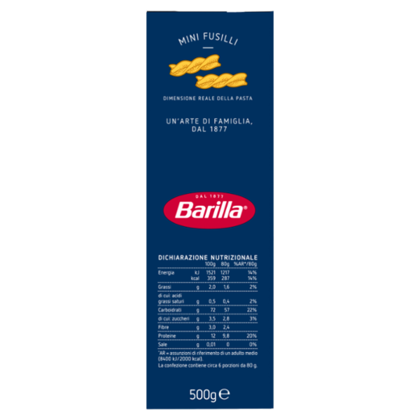 Barilla Pasta Piccolini Mini Fusilli 500g