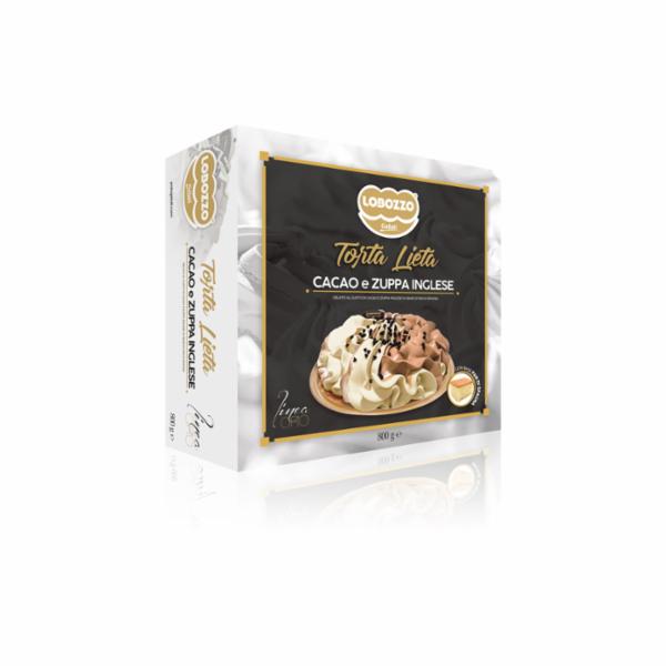 Torta Gelato Con Pan Di Spagna In Vassoio Al Gusto Cacao E Zuppa Inglese Gr. 800