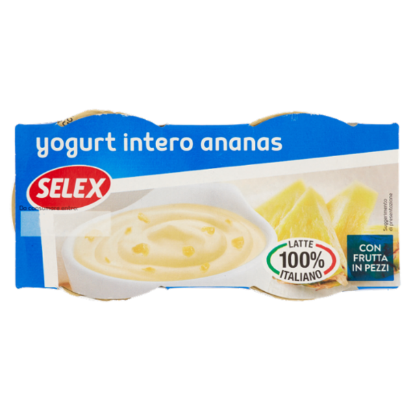 Selex Yogurt Intero Ananas con Frutta in Pezzi 2x125 g