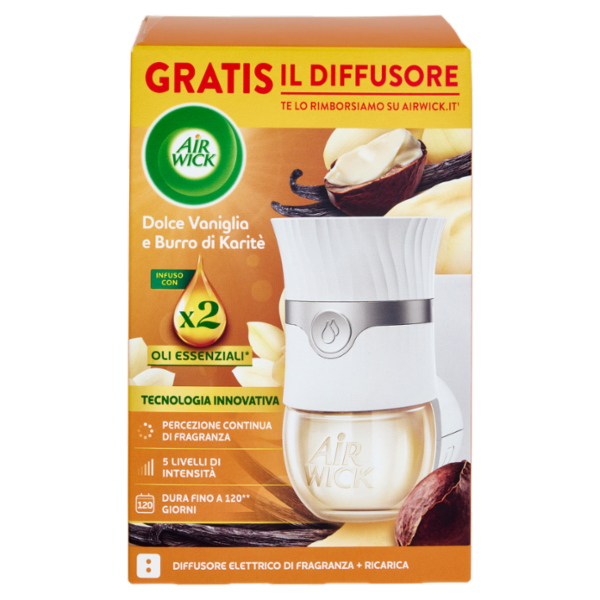 Air Wick Diffusore di Fragranza con oli essenziali Dolce Vaniglia e Burro di Karitè 19 mL