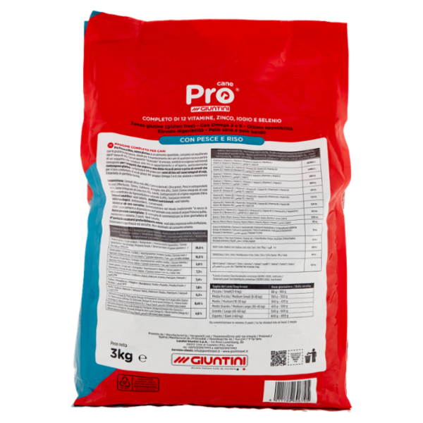 Giuntini Pro cane Adult con Pesce e Riso 3 kg