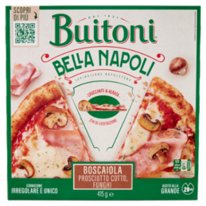 BUITONI Bella Napoli Boscaiola Pizza Surgelata Con Prosciutto Cotto e Funghi 1 Pizza 415 g