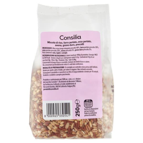 Consilia Cereali Secchi Misto Riso Thai, Farro Perlato, Orzo Perlato, Avena e Grano Duro 250 g