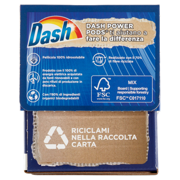 Dash Power Pods Detersivo Lavatrice Capsule, Azione Extra-Igienizzante Colorati, 19 Lavaggi 488,3 g