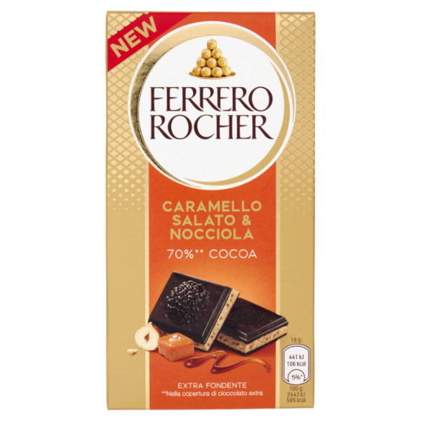 Ferrero Rocher Caramello Salato & Nocciola 70%** Cocoa Extra Fondente 90 g