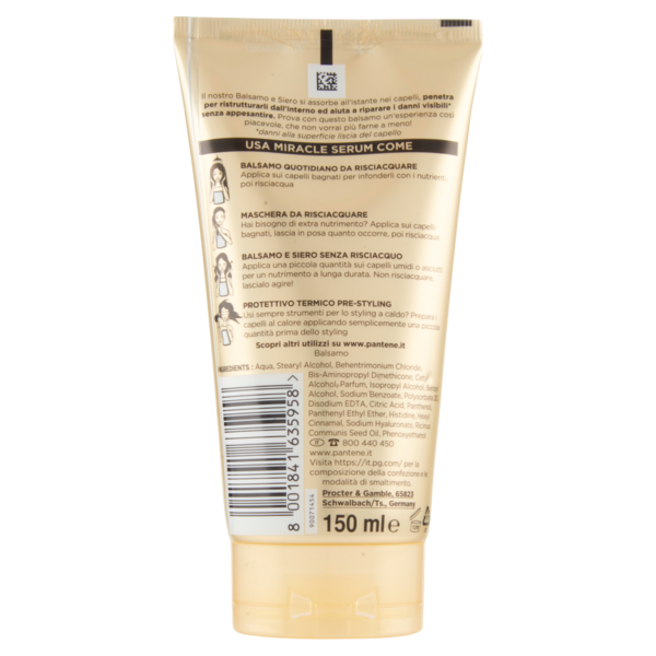 Pantene Balsamo e Siero Capelli con Olio di Ricino Miracle Serum Ricci Perfetti 150 ml